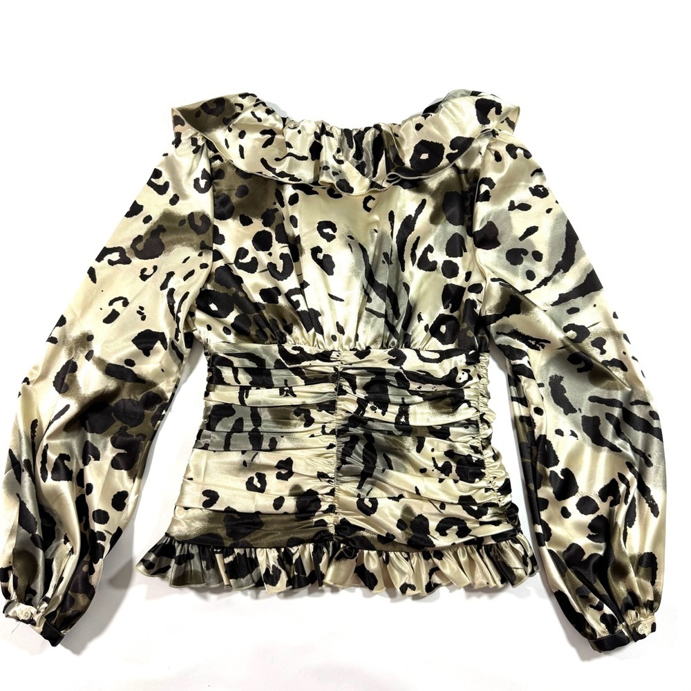 Boston Proper Leopard Print Blouse Button Front R… - image 2